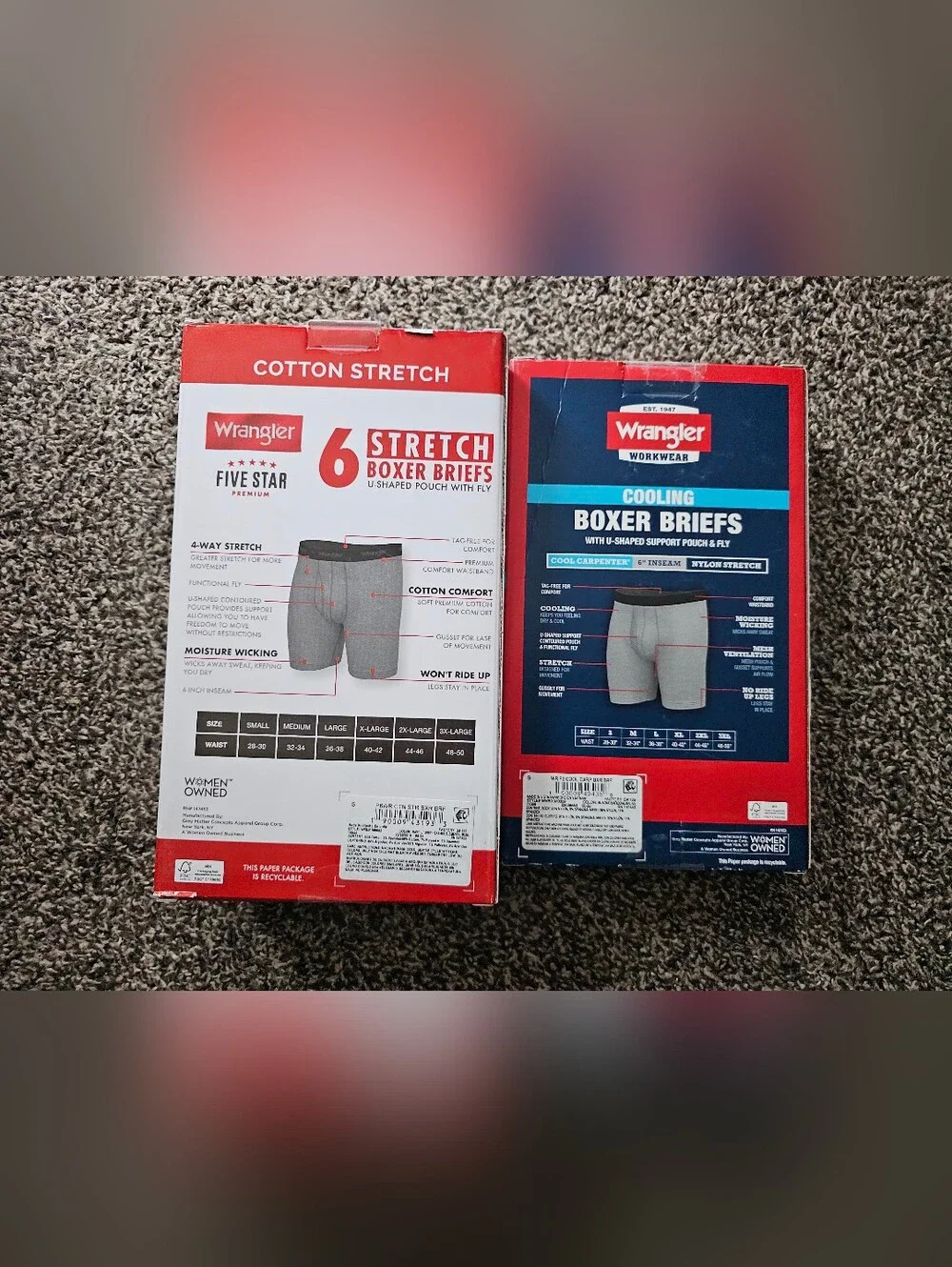 2 Packs Mens Wrangler Boxer Breifs sz Small
